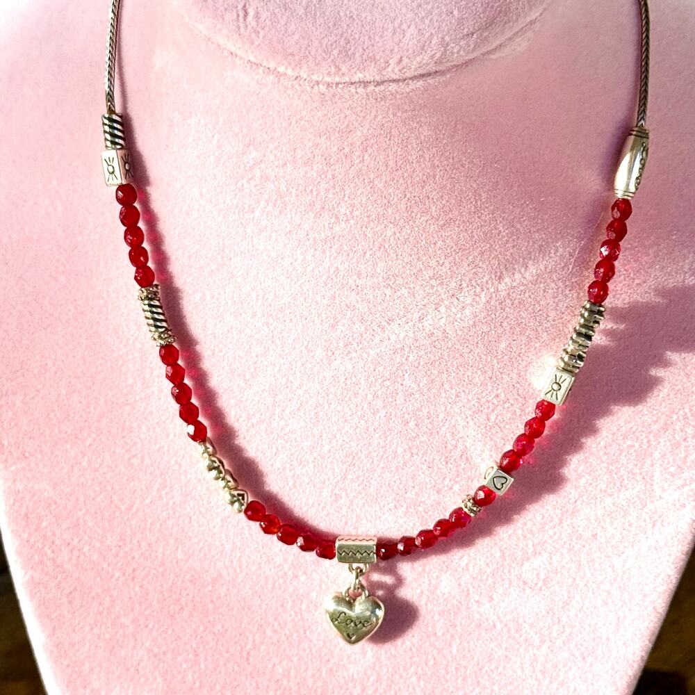 Sparkly Brighton Red Crystal Love Necklace
